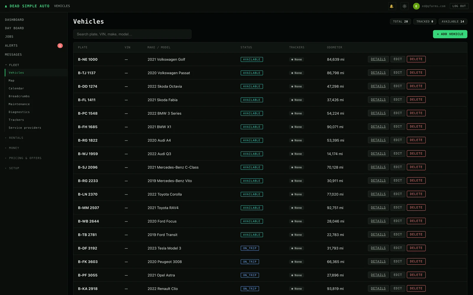 Vehicle list